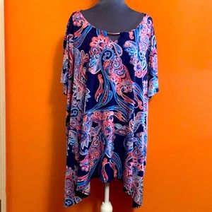 Cato Blue and Pink Paisley Top